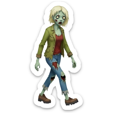 zombie woman full body walking sticker