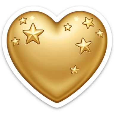 gold heart with tiny twinkling stars sticker