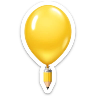 Yellow pencil, balloon style, shiny, inflated look sticker