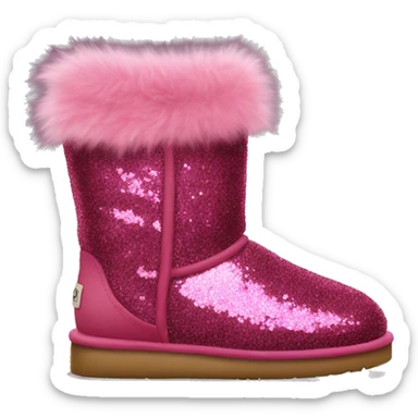Realistic raspberry glitter and fur Ugg boots. sticker