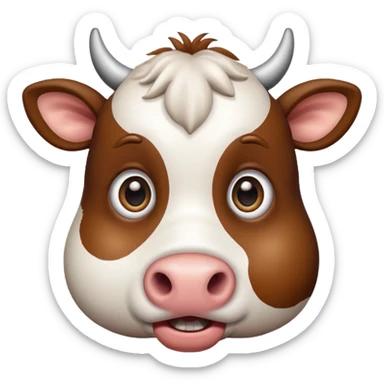 surprised cow, raised eyebrows, shocked expression sticker