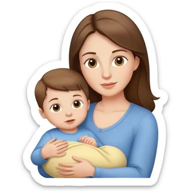 Light brunette mom with baby boy sticker