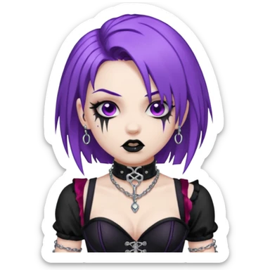 my nickname on the discord server is Little VIper, i have purple hair and an alt/goth style so like corsets and black with silver chains. i want a animated emoji with the text "'Lil Viper Mad" with an angery little viper spitting sticker