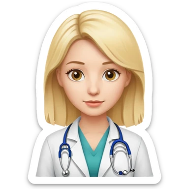 blonde woman doctor with stethoscope sticker