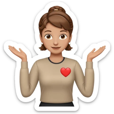 happy teacher standing up brown hair updo, CPR long sleeve top sticker