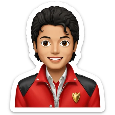 Michael Jackson with his Thriller jacket sticker