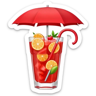 Fruit Punch – colorful drink with fruit chunks and umbrella sticker