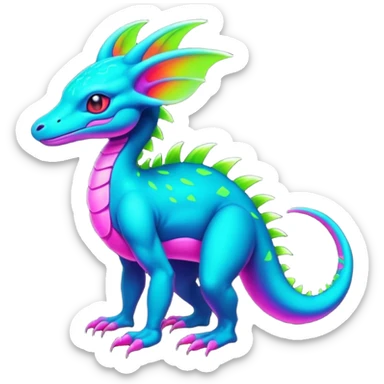 Tropical futuristic lush neon Fionbri-Vernid-creature (full body) sticker