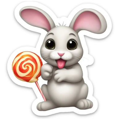 baby bunny licking lollipop  sticker