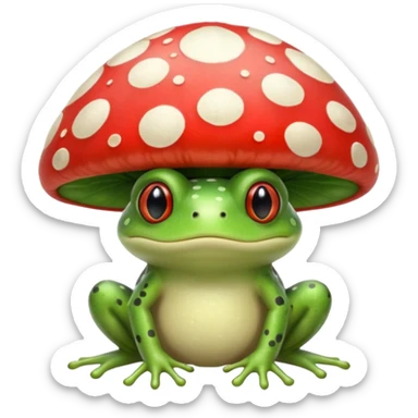 frog wearing a mushroom hat sticker