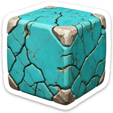 american-turqoise-intricate-stone-age-rocky-cube-shaped sticker