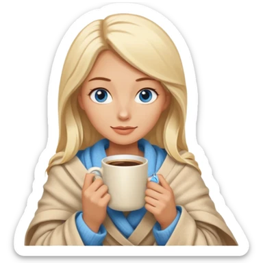 Blonde with blue eyes wrapped yphot coffee sticker