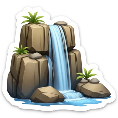 waterfall with rocks, without any plants sticker