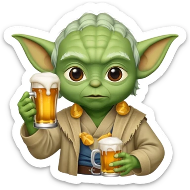 Yoda avec une bierre sticker