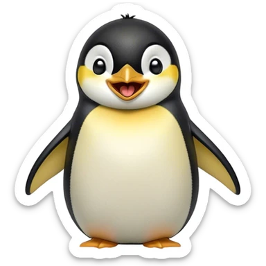 Cinematic Cute Yawning Emperor Penguin Portrait Emoji, Head tilted slightly with a dramatic, wide-open yawn, showcasing smooth, downy feathers with a striking contrast and sleepy, half-closed eyes, Simplified yet irresistibly adorable features, highly detailed, glowing with a soft, cozy polar glow, high shine, relaxed yet expressive, stylized with a touch of whimsical charm, soft glowing outline, capturing the essence of a drowsy yet affectionate arctic guardian that seems ready to stretch out and nap! sticker