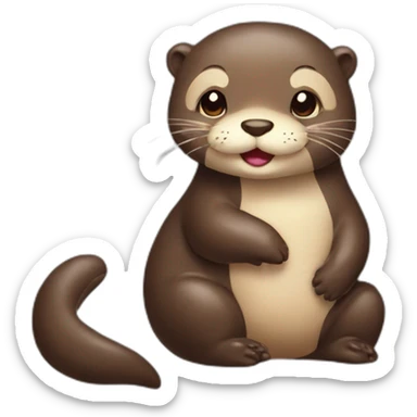 cute mom otter take a chocolate sticker
