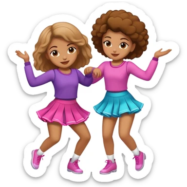 Two girls dancing in fun clothes sticker