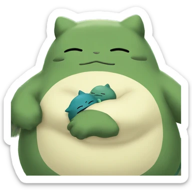 Snorlax hugging a peep sticker