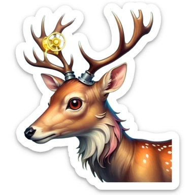 aesthetic brilliant divine lighting, oil paint steam-punk -  hieronymus bosch phantasmagoric mutated creatures - hybrids of human-deer sticker