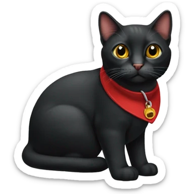 Gato Negro de collar rojo sticker