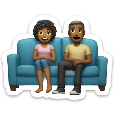 Two people sitting on a couch sticker