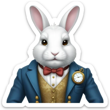 White rabbit in a waistcoat with a pocket watch  sticker