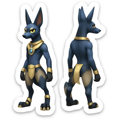 Anubis-Umbreon-Lucario on four legs full body sticker