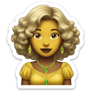 girl mardi gras yellow skin sticker