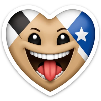 Blue white HSV Emoji bites black St. pauli flag with Rhombus  sticker