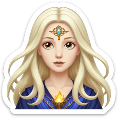 White Long Haired Women, Mystic seer — hair floating, glowing eyes sticker