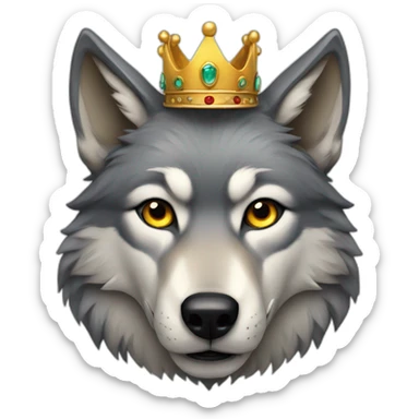 Wolf with a crown  sticker