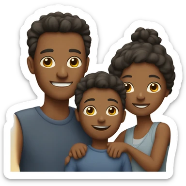 Family with mom and dad with twin boys sticker
