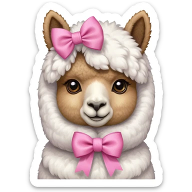 Alpaca with a pink bow sticker