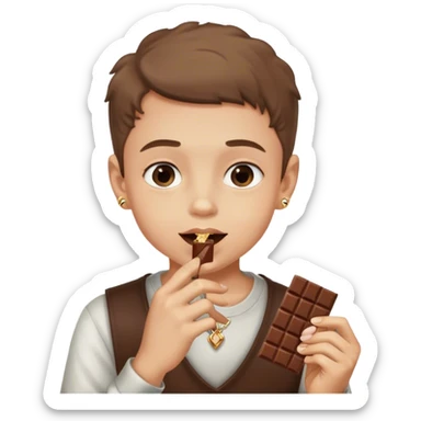 boy with ring and jewelry eating a chocolate bar  sticker