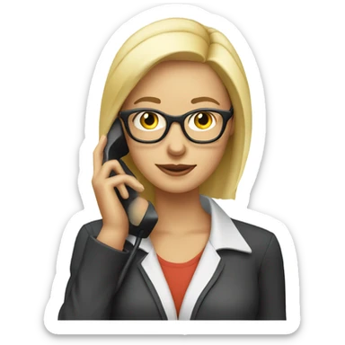 blond Woman wearing glasses on a phone call sticker
