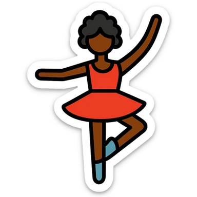 Make her a ballerina with dark skin and curly black hair in color outline icon style, no background. sticker
