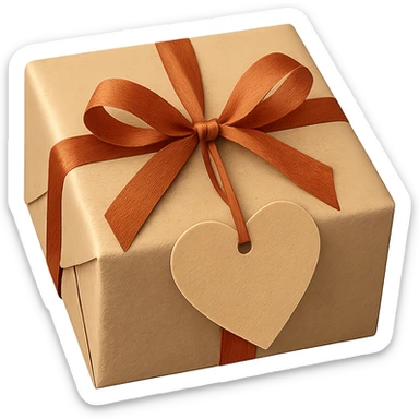 gift box with a heart tag sticker