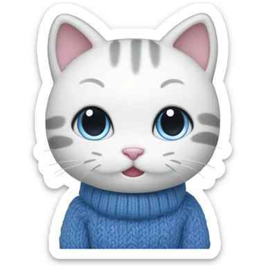 kitty(sanrio character) wearing blue knit sticker