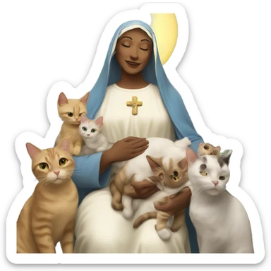 Mother Mary with cats  sticker
