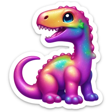 Lisa frank glitter baby dinosaur  sticker
