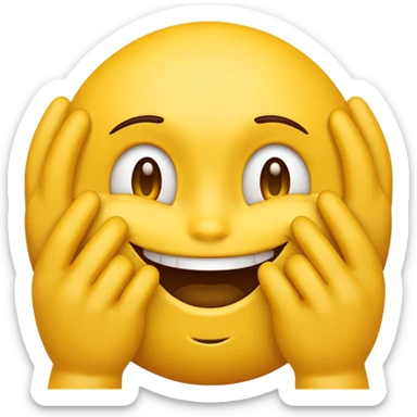 yellow emoji face with devious grin and hands rubbing together mischievously sticker