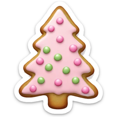 christmas tree cookie with light pink icing sticker