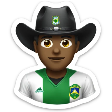 goth person wearing cowboy hat and brazil soccer jersey  sticker