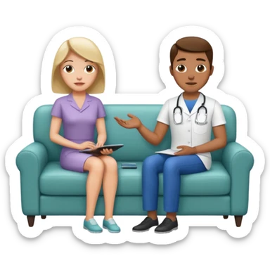 Therapist couch with therapist and patient talking  sticker