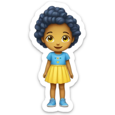 little girl with blue and yellow heart and she is kind sticker