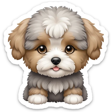 Grey  cute maltipoo puppy sticker