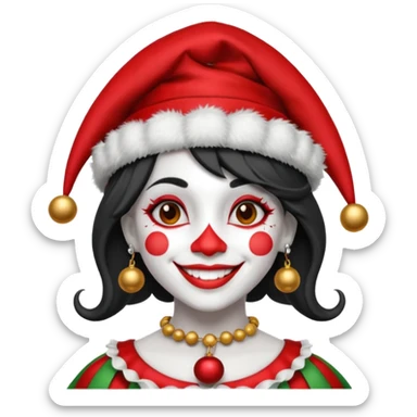 Jester female, black and white sticker