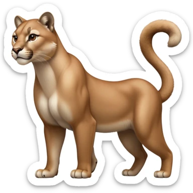 cinematic-[mountain lion]-realistic-full-body-standing-emoji,-muscular-frame-poised-with-grace,-tail-curved-slightly,-head-tilted-dramatically,-sleek-[tan]-fur,-simplified-yet-realistic-focused-features,-highly-detailed,-glowing-with-an-almost-sarcastic-glow sticker