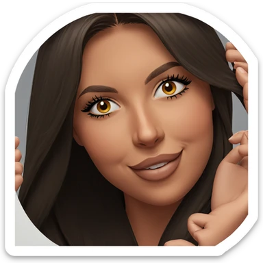 smiling girl with long hair sticker