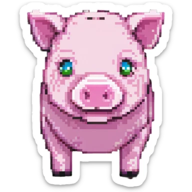 Minecraft pig, authentic blocky style and proportions sticker